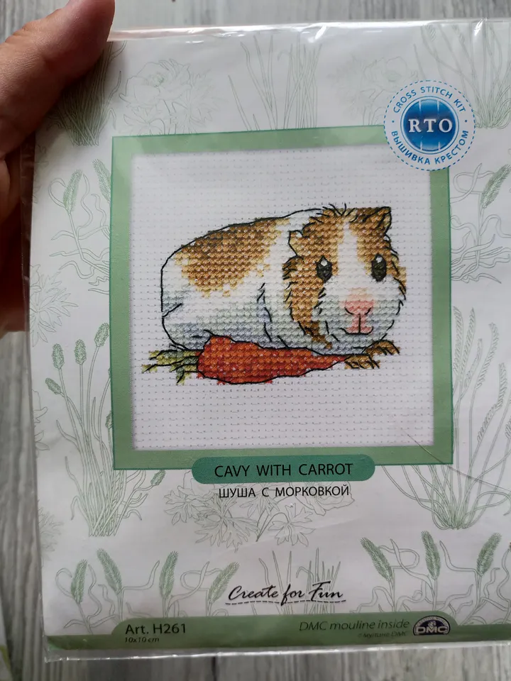 Set of 3 cross stitch kits guinea pig