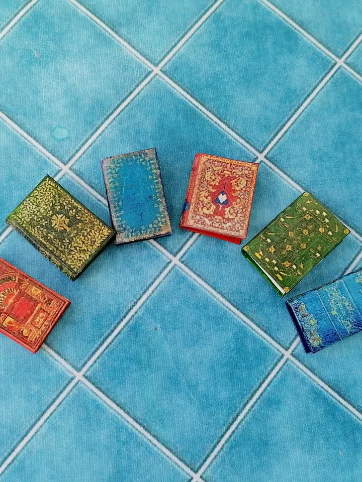 Dollhouse book set in 1:12 scale. Handmade.