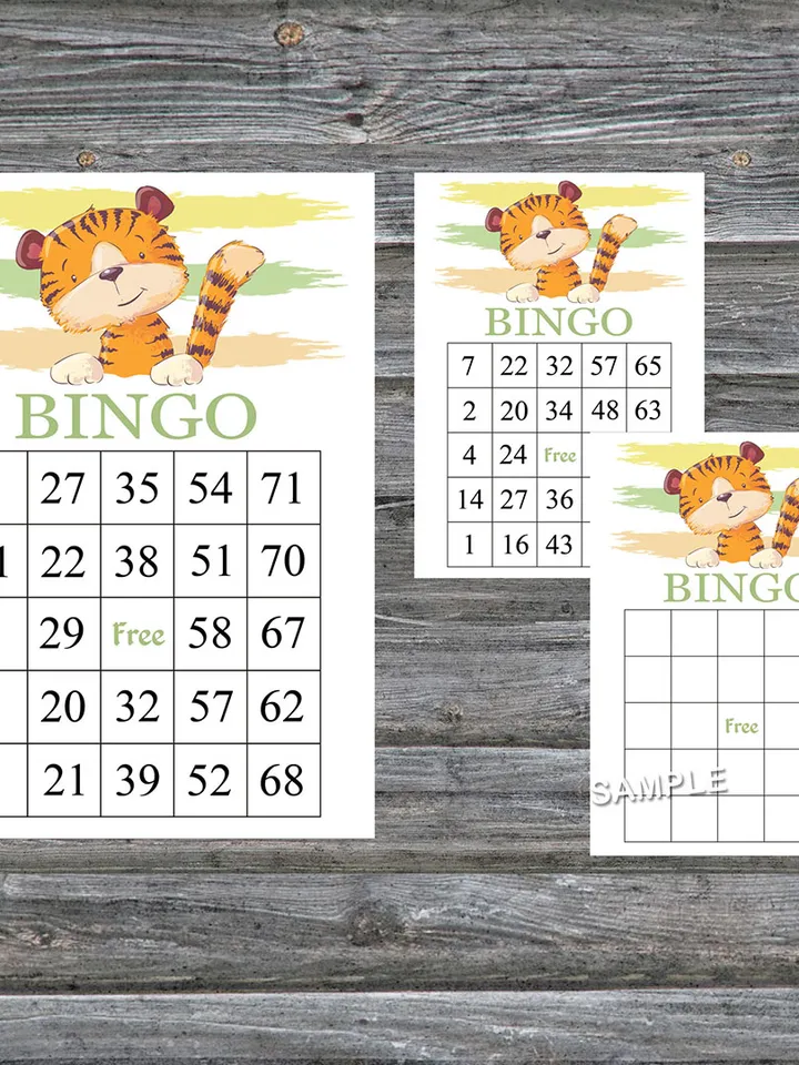 Tiger bingo cards,Tiger bingo game,Tiger printable bingo cards,60 Bingo Cards,INSTANT DOWNLOAD--321
