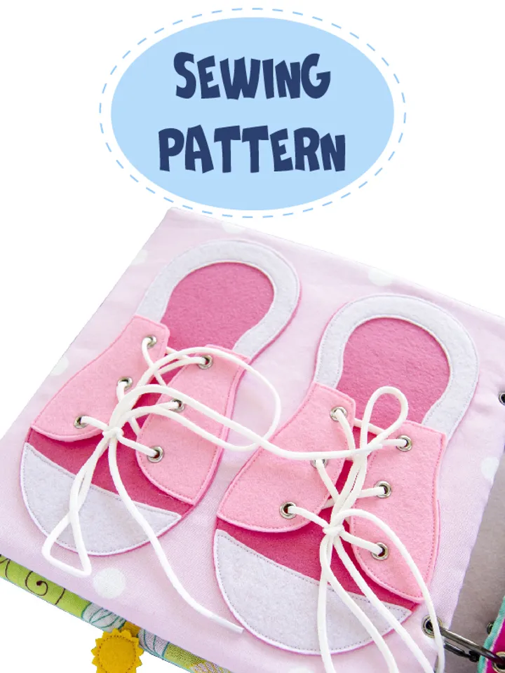Quiet book page, Shoe tying , PDF sewing pattern, SVG files, 2 sizes