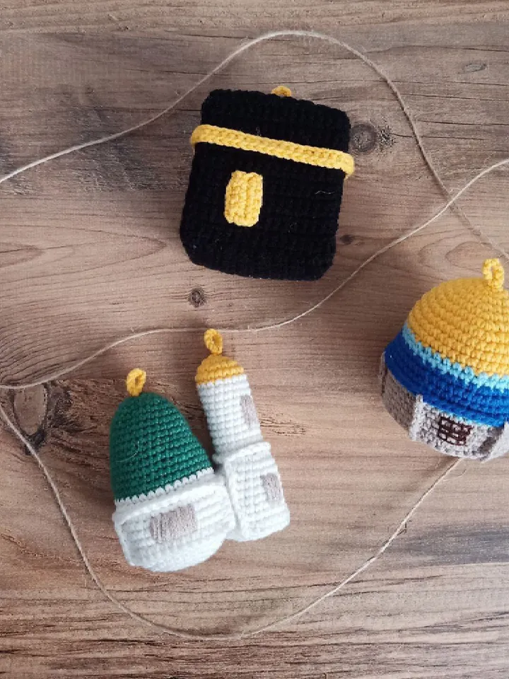Ayasofia, Endinesia, Pakistan, Mosque Amigurumi Masjid al Nabawi Crochet, Amigurumi Baby Mobile Kaaba, Muslim Gifts, Ramadan Home Gifts