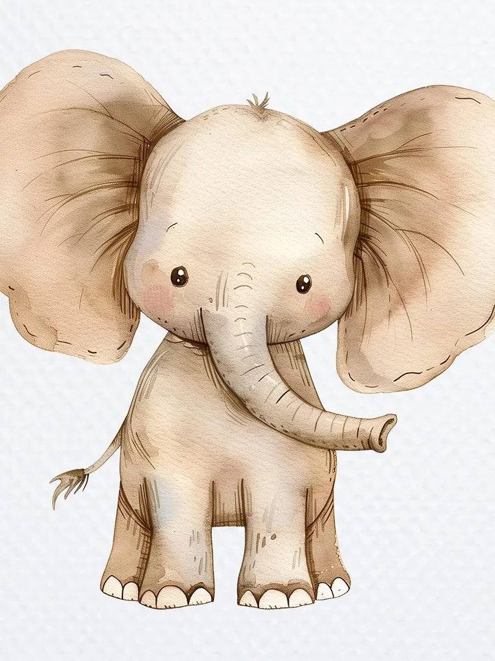 18 Cartoon Elephant PNG Bundle, Baby Elephant Printable Watercolor clipart for sublimation, Digital download, Paper craft, junk journal