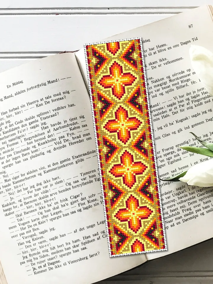 Colorful bookmark cross stitch pattern PDF download Modern Handmade bookmark digital PDF, Pretty bookmark pattern, Ukrainian ornament #B136