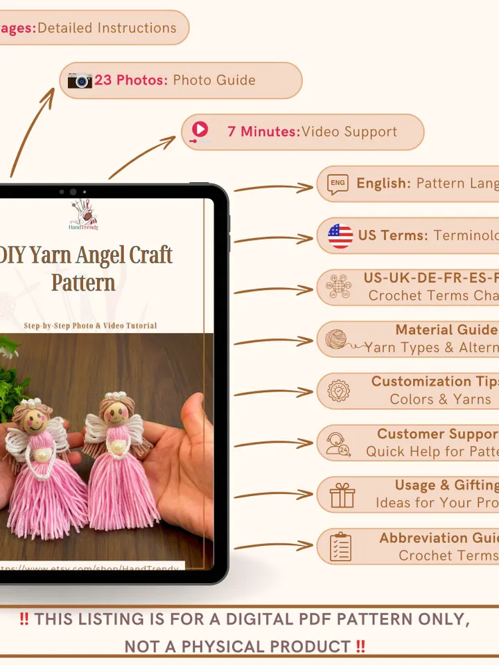 DIY Yarn Angel Craft Pattern Tutorial, Beginner-Friendly Easy Yarn Angel Pattern for Beautiful Handmade Holiday Decorations & Gifts
