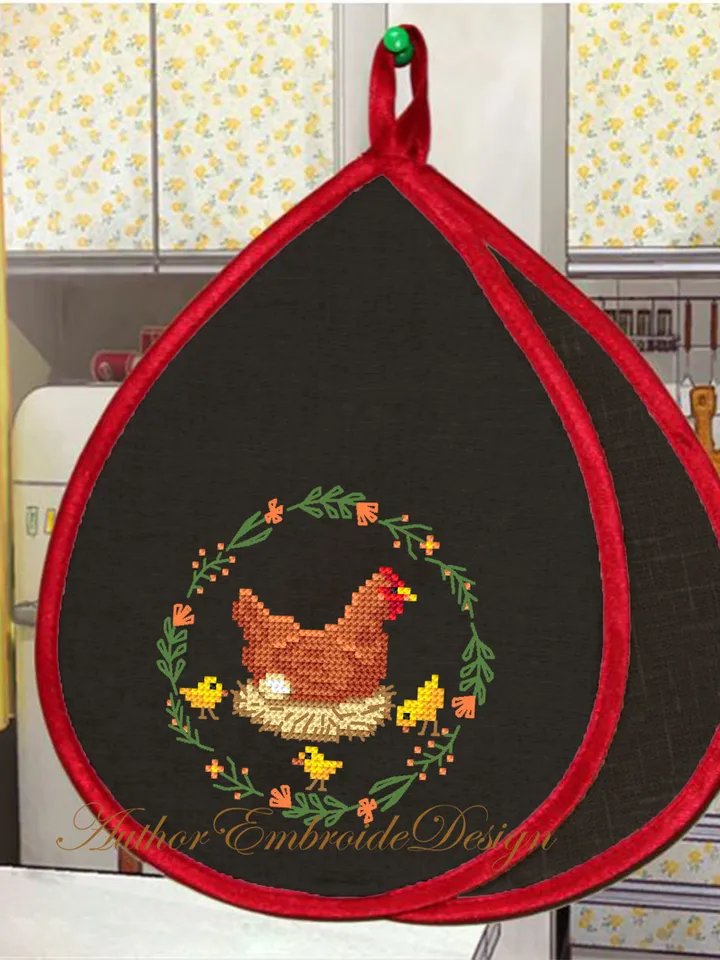 Hen and Chicks cross stitch pattern PDF download Chicken cross stitch chart Small chicken decor for cross stitch beginner, Chicken gift #K27