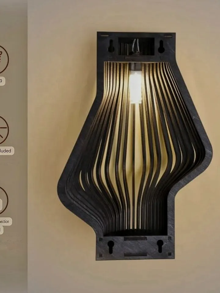 Wooden LED wall lamp Black made of natural, environmentally friendly wood — birch