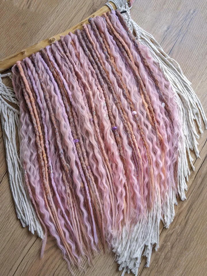 Ready to ship Full set of dreadlock extensions Pastel Double Ended dreads with curls and accessories