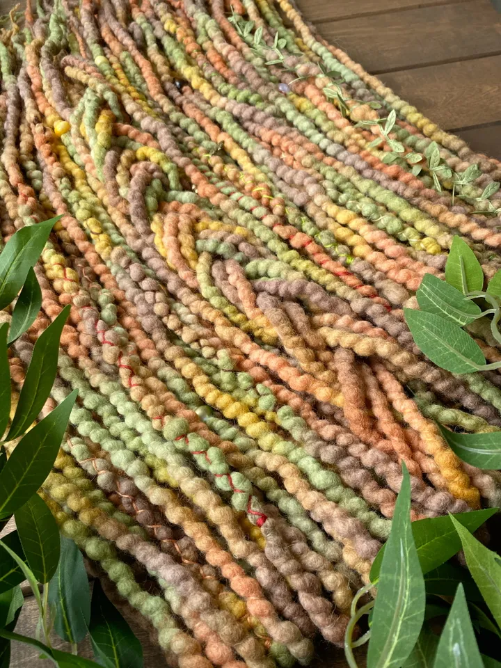 Ginger green brown Wool De dreadlocks Ready to Ship🧡🤎💚💛