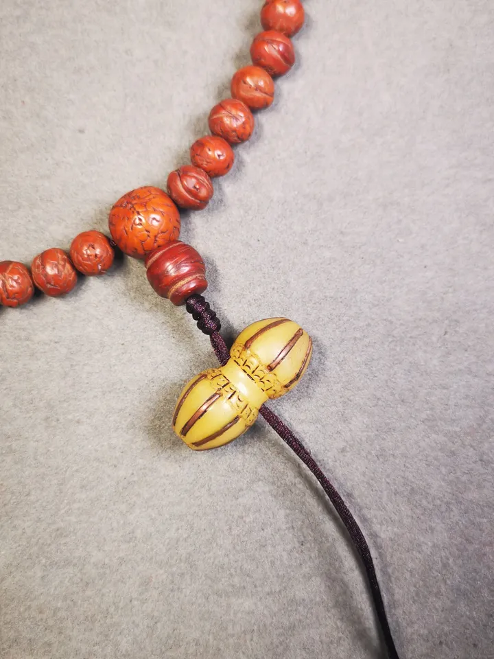Gandhanra Tibetan Bone Carved Vajra Amulet Pendant for Mala,Prayer Bead Accessories