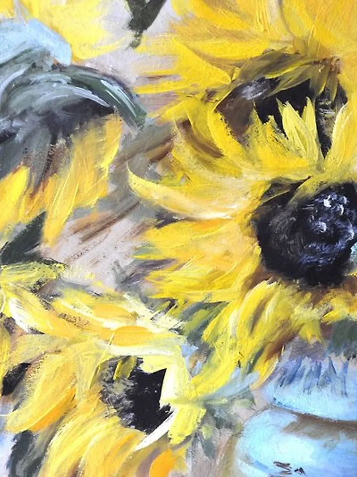Sunflower Painting 向日葵绘画 Floral Original Oil Artwork Sunflower Art