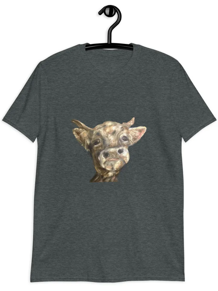 Cow in love Short-Sleeve Unisex T-Shirt with my original pastel painting