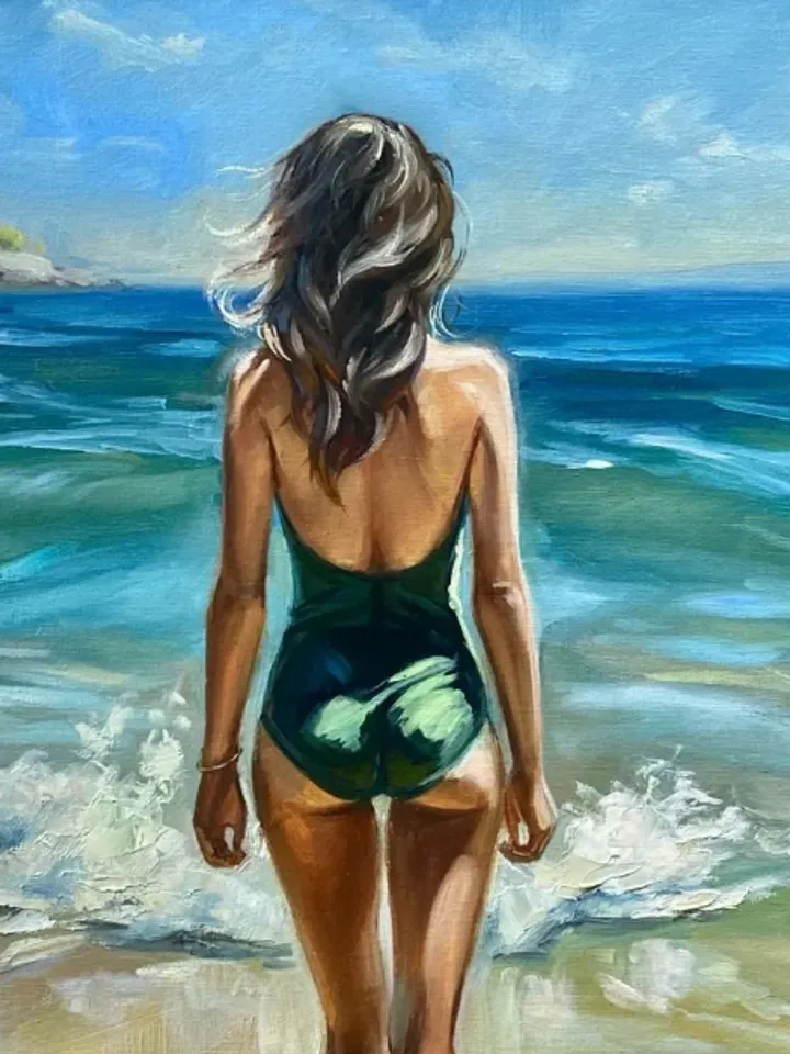 Painting on canvas “Sea beauty”, oil, size 40 x 40 cm