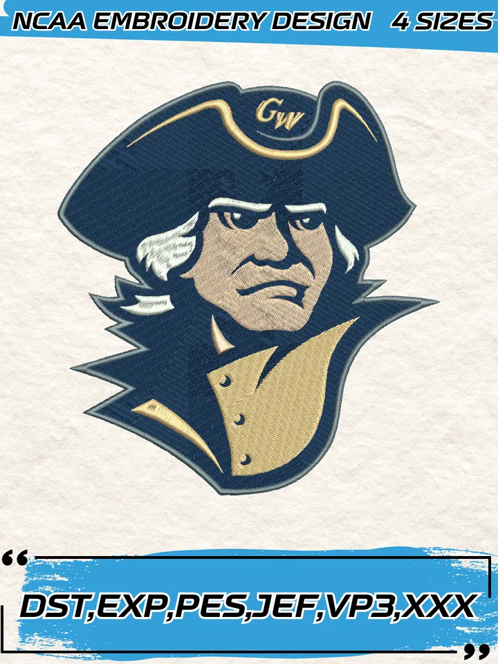 George Washington Colonials Logo Embroidery Design,NCAA Logo Embroidery Design,Machine Embroidery Design File,4 Sizes, Digital Download