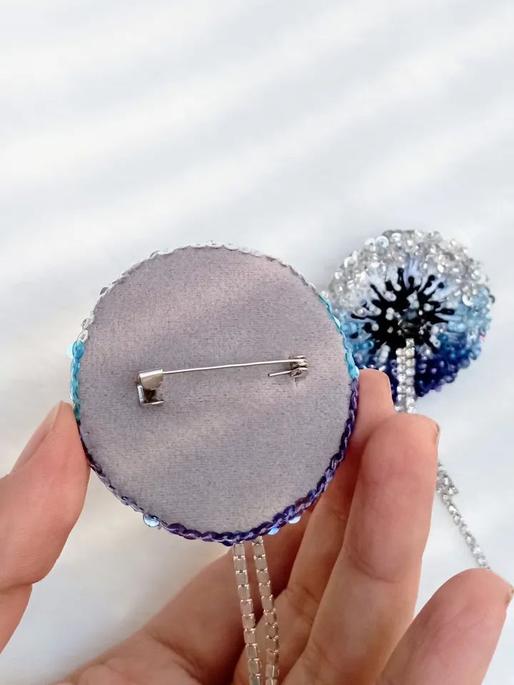Beaded rhinestone dandelion set of brooches for women, flower brooch, dandelion pin, gift for her, coworker gift