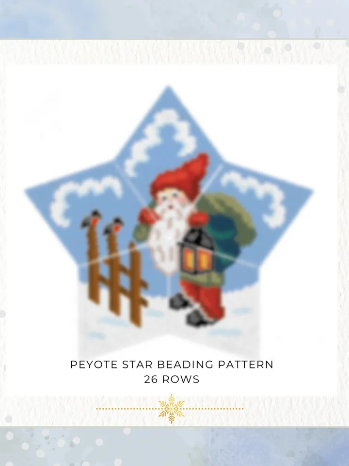 Fairytale Santa 3D Peyote Star Beading Pattern, Beaded Star Christmas Ornament, Seed Bead Patterns