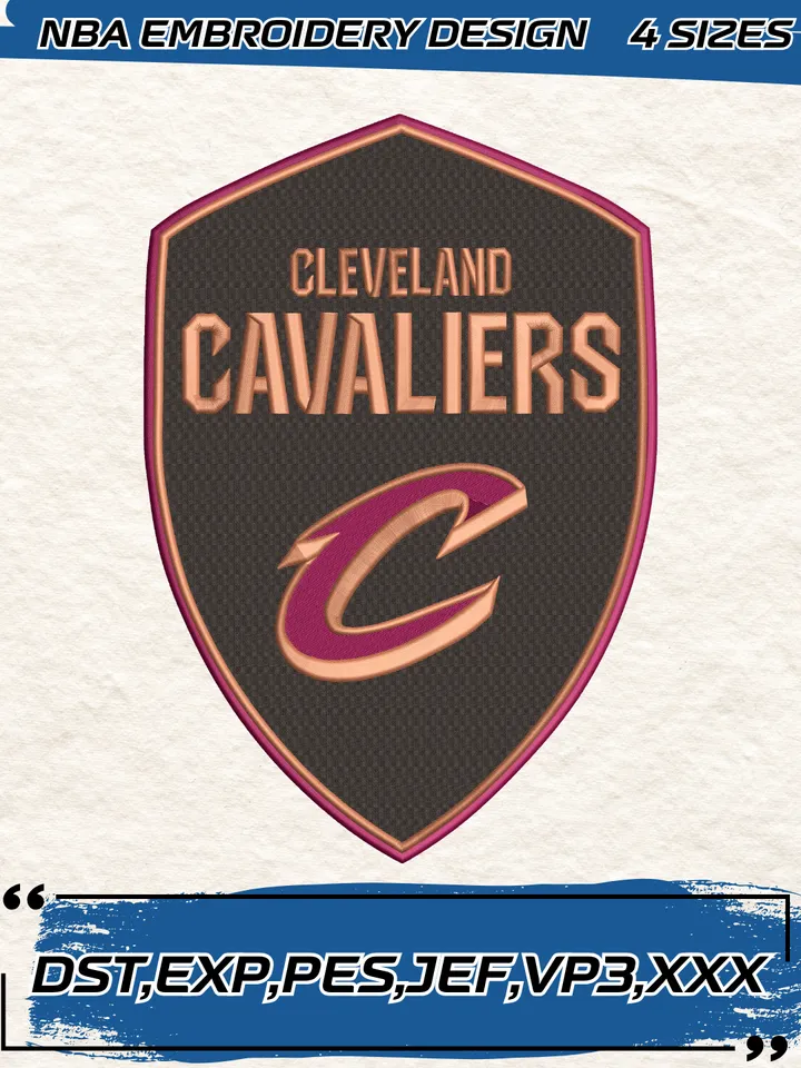 Cleveland Cavaliers Logo Embroidery Designs,NBA Logo Embroidery Files, Machine Embroidery Design File, 4 Sizes,Digital Download