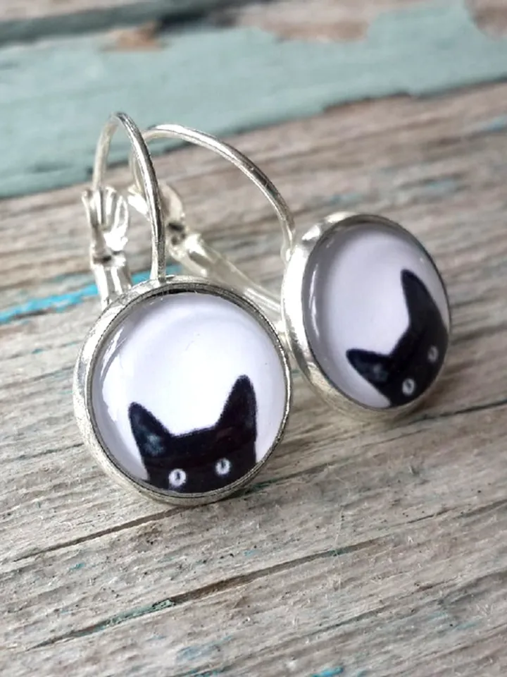 Black Cat Earrings Dangle