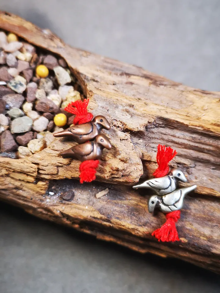 Gandhanra Antique Tibetan Amulet,Mini Phurba and Kartika(knife of the dakinis) ,for Prayer Bead Counter,Mala Accessories, Made of Red Copper