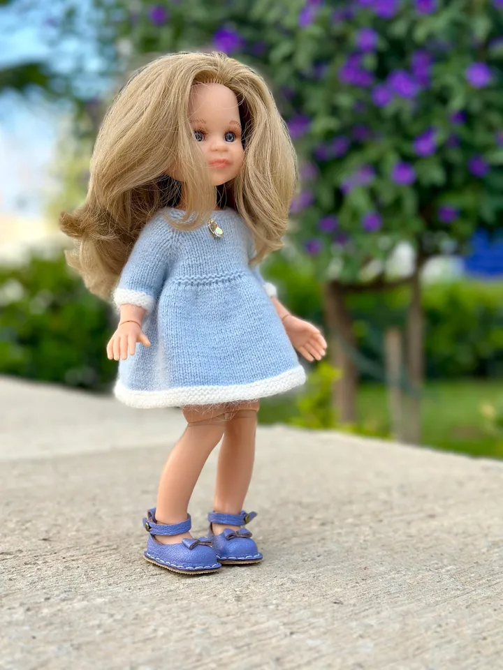 2 ITEMS Set: Dress & Shoes - Exclusive Handmade Outfit -  Paola Reina Doll, Merino, ooak