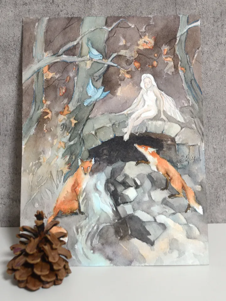 Fairy and fox spirits Original fantasy art by Yulia Evsyukova