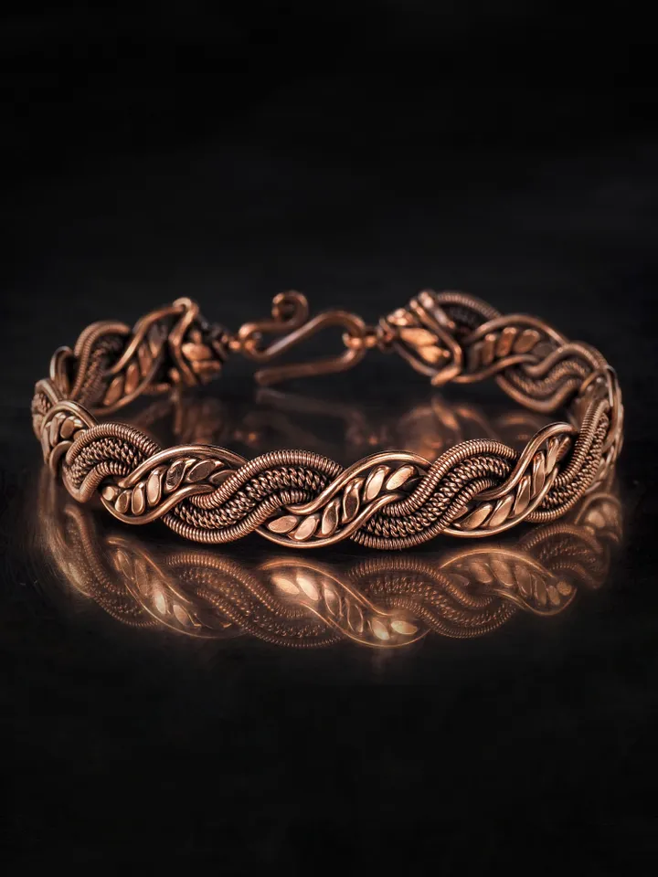 Woven copper wire bracelet Antique style handcrafted copper jewelry Unique gift