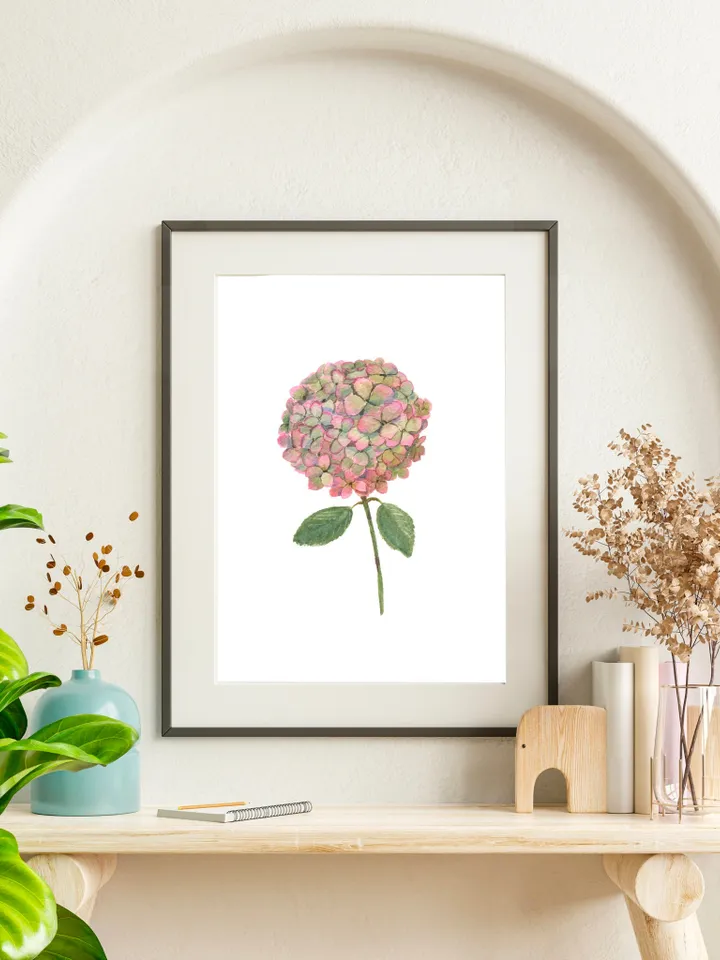Hydrangea Flower Watercolor Poster Floral Painting Minimalist Wall Art Printable Artwork Botanical Painting Hydrangea Art Hydrangea decor