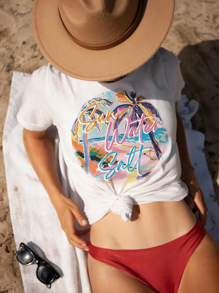 Sun Water Salt png, Beach png, Retro Summer png, Retro png, Summer png, Trendy png, Sublimation Designs, Summer T Shirt Png Design