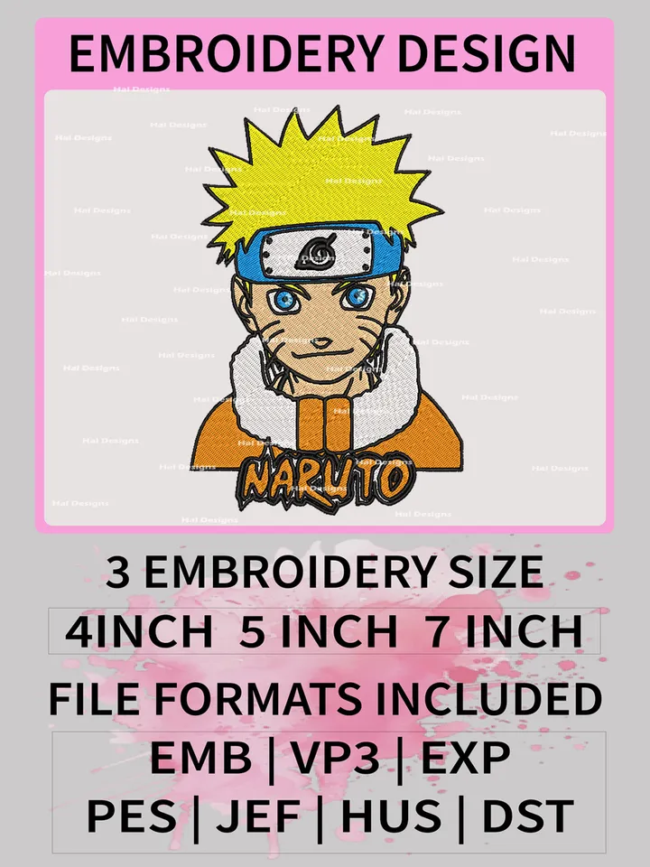 Naruto Machine Embroidery Pattern, Uzumaki Naruto Embroidery Designs, Boruto Logo Embroidery, Digital Download