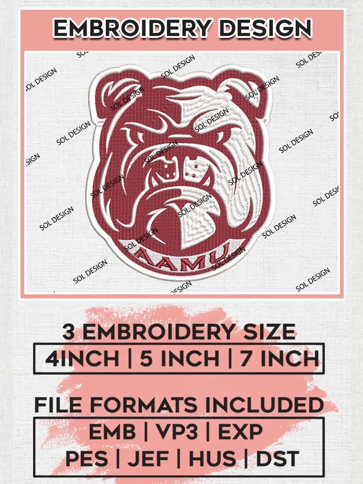 NCAA Alabama A&M Bulldogs Head Mascot Logo Machine Embroidery Design, NCAA Alabama A&M Bulldogs Team Design Design files, NCAA Team Embroidery Designs, NCAA Machine Embroidery Designs, Digital Download