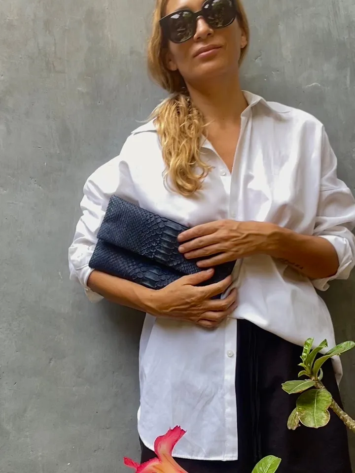Genuine python skin blue jeans clutch handmade, classy elegant leather clutch, bag free shipping, clutch leathe, small clutch snakeskin