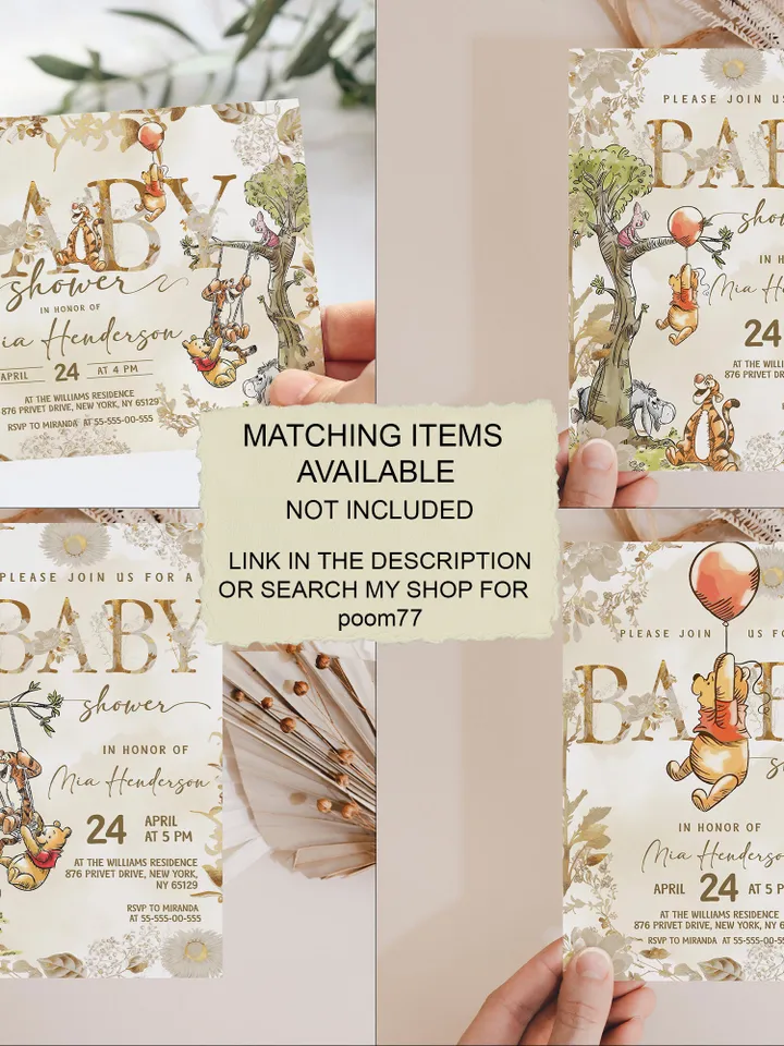 Winnie the Pooh Baby Shower Games; Winnie the Pooh Inspired; Printable Pooh Baby Shower Party Games; Honey Bear Shower Games; poom77