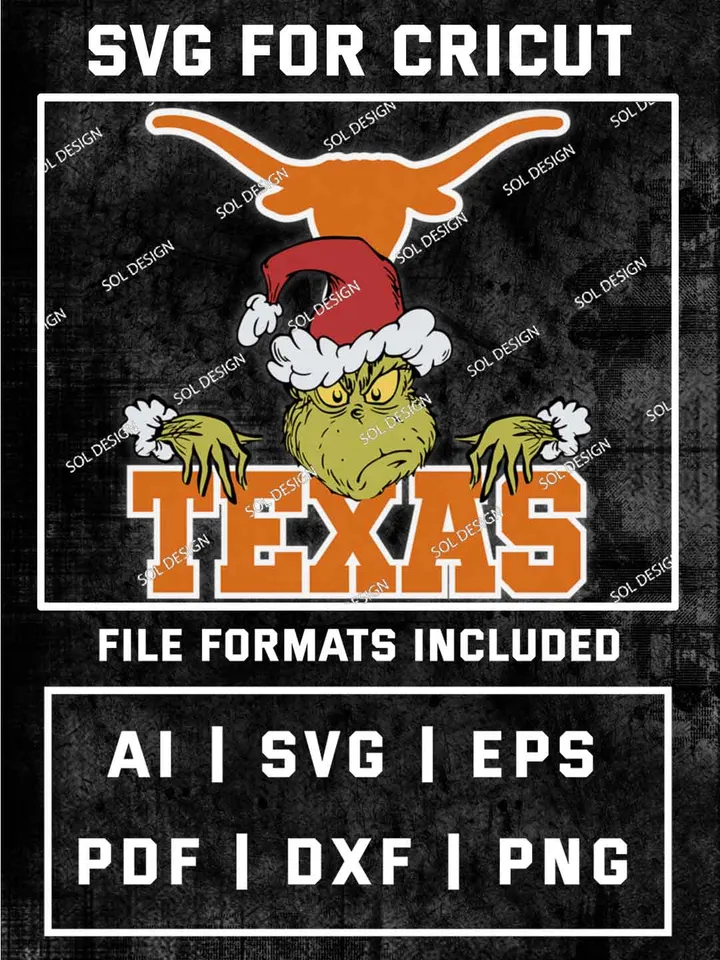 Grinch Texas Longhorns SVG, NCAA SVG Design, NCAA Texas Longhorns SVG, NCAA Longhorns Cricut, Christmas Svg, Grinch svg, Digital Download