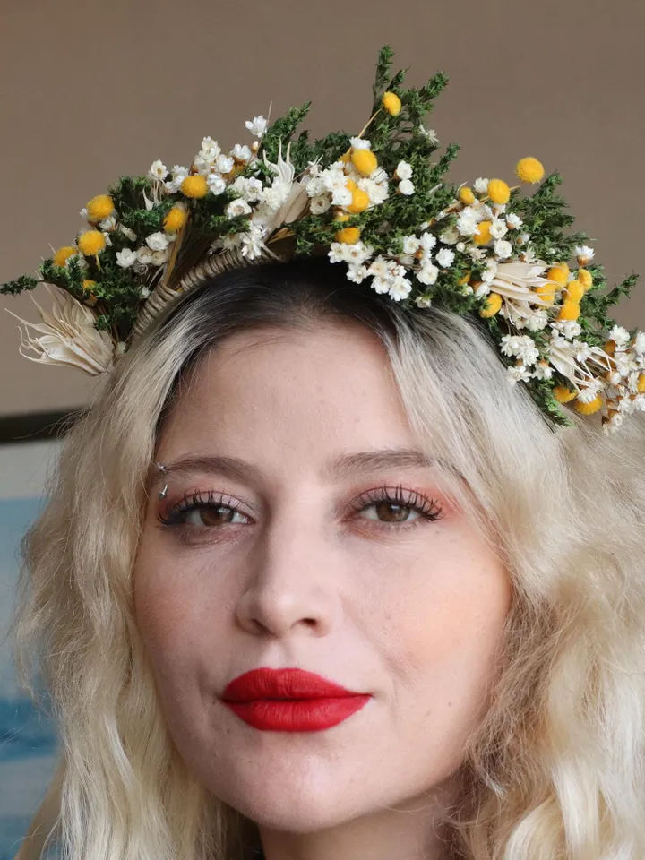 green flower crown,flower hair headpiece,daily hair accessories, combination product,Bridal hair crown, gift jewelry