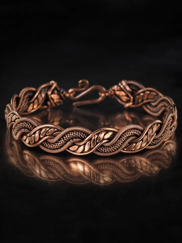 Woven copper wire bracelet Antique style handcrafted copper jewelry Unique gift