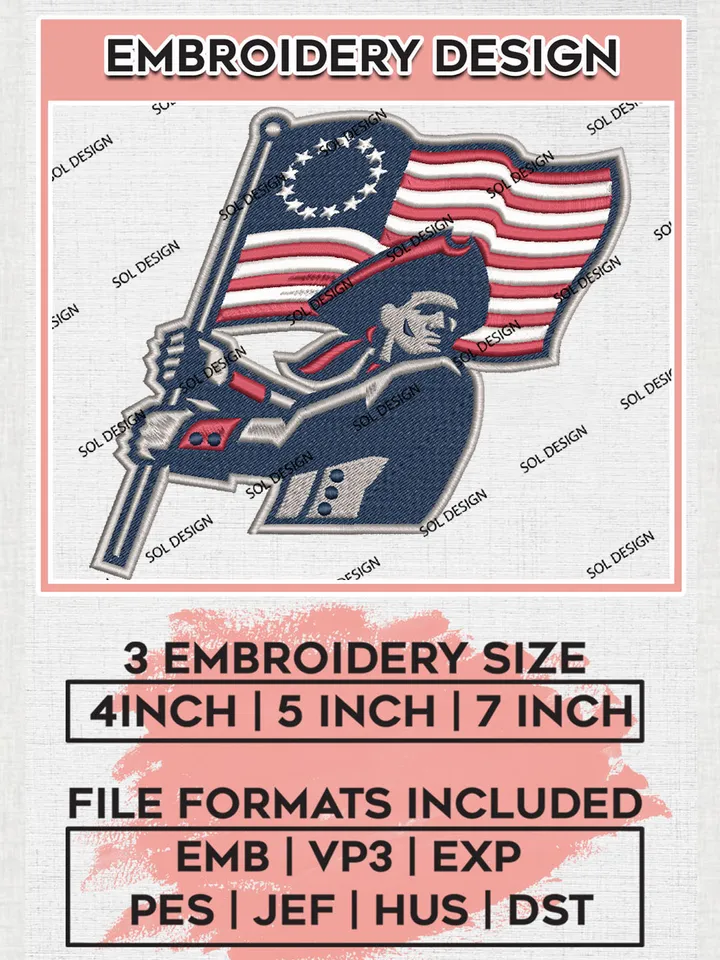 Robert Morris Colonials Football Team Logo Embroidery Design Files, NCAA Robert Morris Colonials Machine Embroidery, NCAA Teams, Game Day, 3 sizes, NCAA Machine embroidery designs, Digital Download