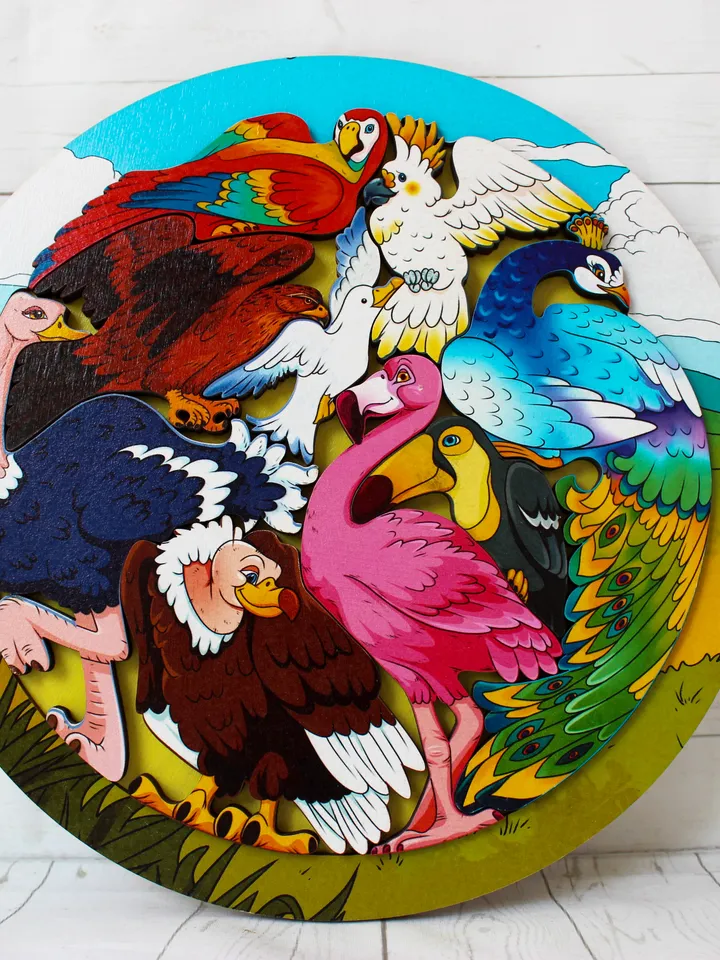 Wooden Puzzle - birds, Baby Toys Age 2 3 4 5 year, Wood Montessori Board game