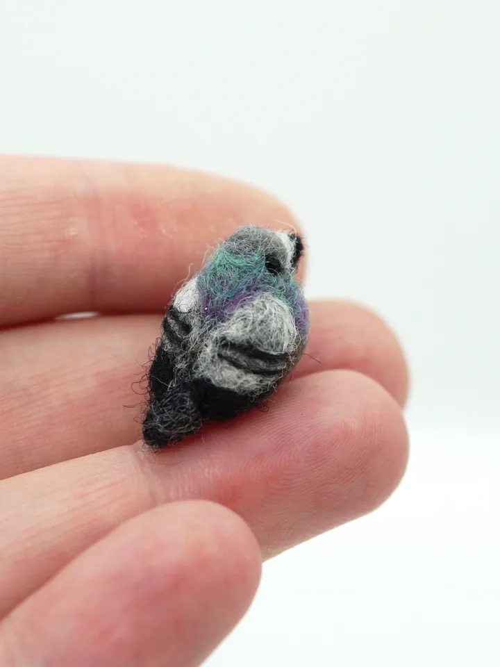 Tiny needle felted pigeon, miniature bird, common pigeon, made to order