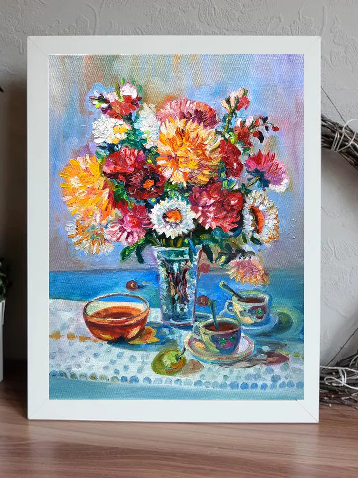 Flowers Art Floral Original Oil Painting Impasto Oil on Canvas