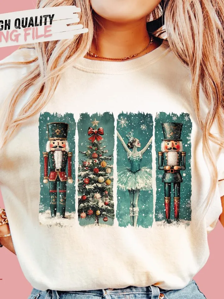 Retro Nutcracker Christmas PNG, Preppy Christmas Png, Holiday Vibes Png, Nutcracker Ballet Png, Christmas Tree, Christmas Png, Sublimation