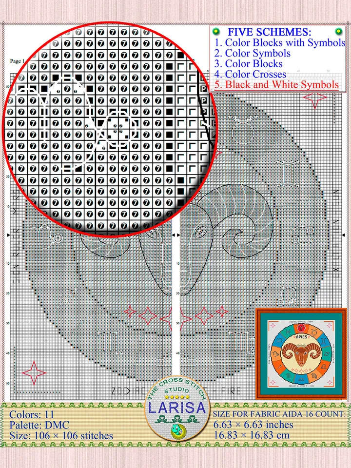 Aries Cross Stitch Pattern | Aries Zodiac Sign
