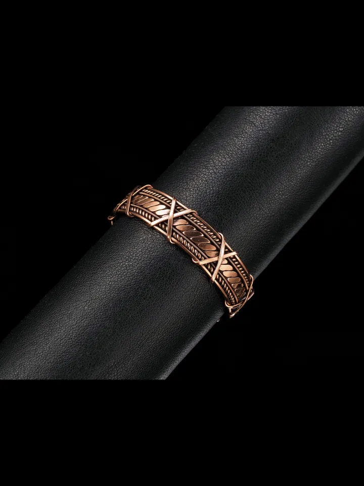 Handmade copper bracelet Unique wire wrapped metal bangle Antique style jewelry