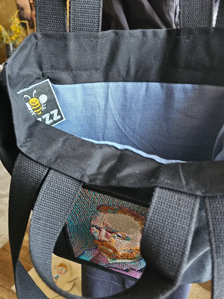 Van Gogh embroidered shopper bag.