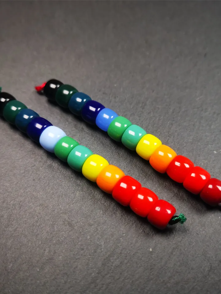 Gandhanra 1 Set of 2 Strings Sherpa Glaze Beads,Marker Beads for Mala / Necklace,Prayer Beads Accessories,0.3&quot; × 0.24&quot;