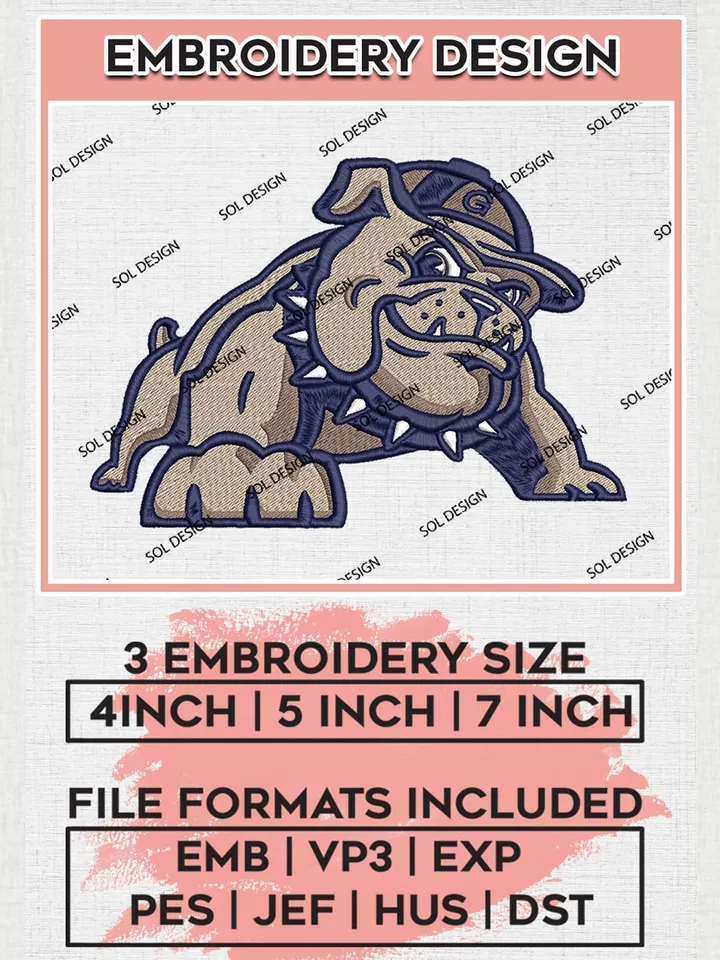 Georgetown Hoyas Mascot Logo Machine Embroidery Design, NCAA Georgetown Hoyas Embroidery Design Design files, NCAA Team Embroidery Designs, NCAA Machine Embroidery Designs, Digital Download