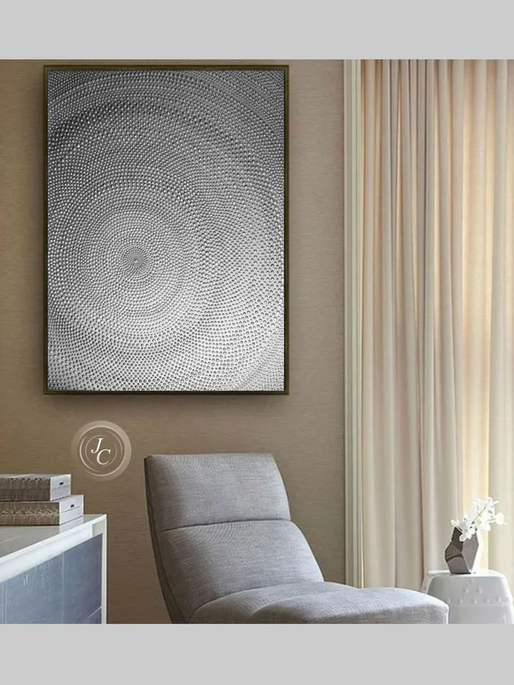 Glittery Silver Painting Textured artwork Silver Abstract Wall Art Original painting Modern Wall decor