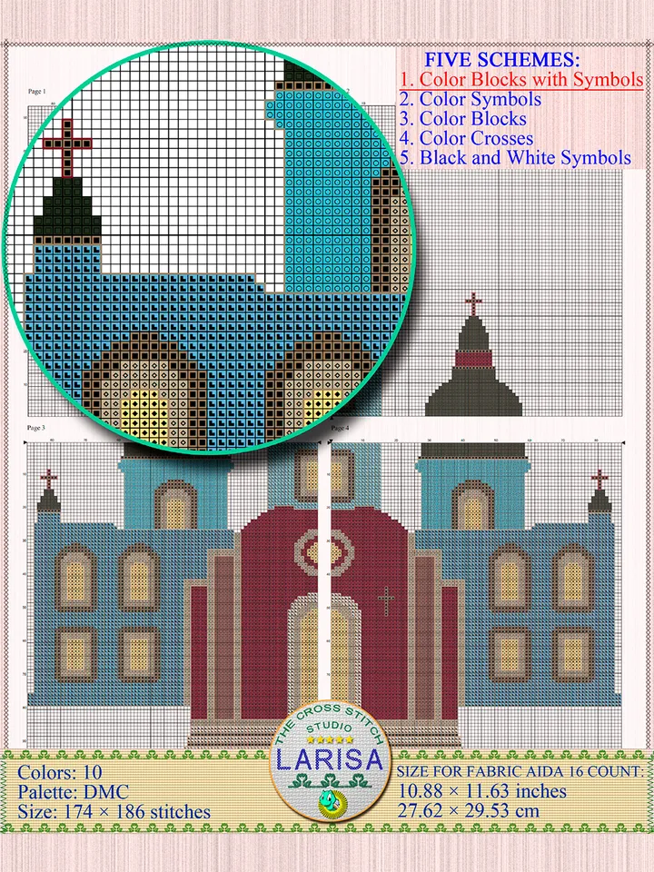Catholic Cathedral Cross Stitch Pattern | Catholic Church