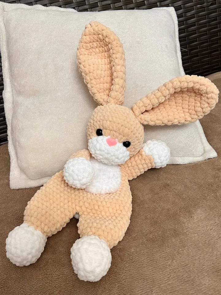 Crochet bunny snuggler Baby lovey Handmade bunny cuddle toy for kids