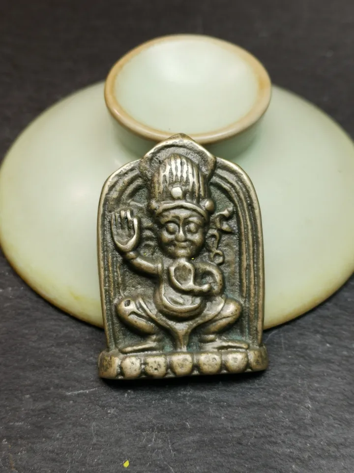 Gandhanra Unique Vajrapani Amulet Badge,Tibetan Buddhism Statue,the Protector and Guide of Gautama Buddha,Made of Bronze