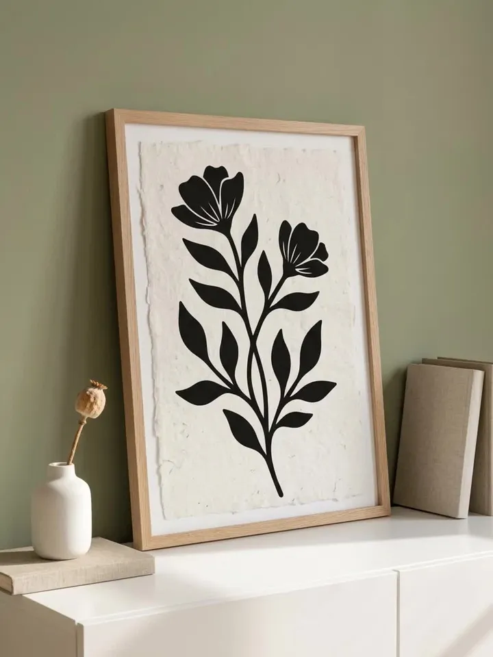 Botanical Flower Stem SVG | Bold Wildflower Silhouette Wall Art | Metal & Laser Cutting Design | Instant Digital Download