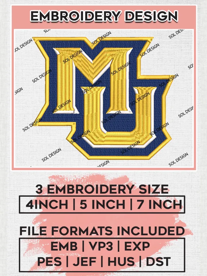NCAA MU Eagles Logo Machine Embroidery Design, NCAA Marquette Golden Eagles Embroidery Design Design files, NCAA Team Embroidery Designs, NCAA Machine Embroidery Designs, Digital Download